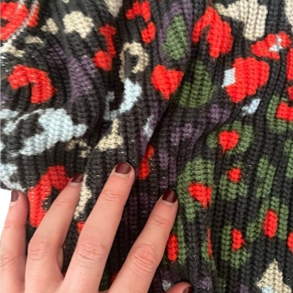 LIKE NEW 525 Multicolor Leopard Print 100% Cotton Knit Puff Sleeve Sweater Sz M - Picture 6 of 9